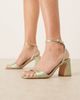 Be Mine Be Mine Bridal Cora block heeled sandals in sage satin-Green - 1