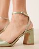 Be Mine Be Mine Bridal Cora block heeled sandals in sage satin-Green - 2
