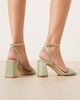 Be Mine Be Mine Bridal Cora block heeled sandals in sage satin-Green - 3