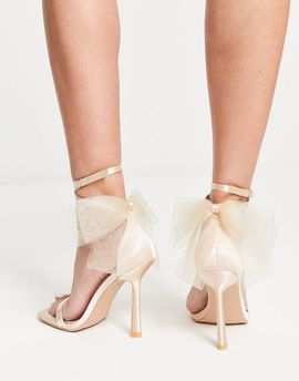 Be Mine Be Mine Bridal Cynzia tulle bow detail sandals in neutral