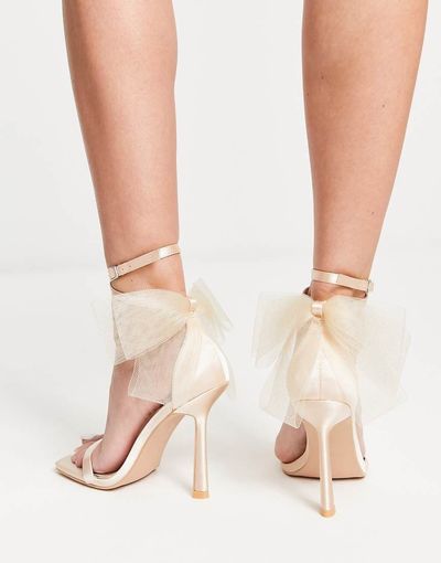 Be Mine Be Mine Bridal Cynzia tulle bow detail sandals in neutral