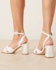 Be Mine Be Mine Bridal Divaa plissé block heeled sandals in ivory satin-White - 3