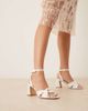 Be Mine Be Mine Bridal Divaa plissé block heeled sandals in ivory satin-White - 4