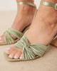 Be Mine Be Mine Bridal Divaa plissé block heeled sandals in sage satin-Green - 2