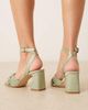Be Mine Be Mine Bridal Divaa plissé block heeled sandals in sage satin-Green - 3