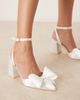 Be Mine Be Mine Bridal Flavia block heel shoes with bow in ivory-White - 2