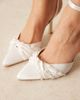 Be Mine Be Mine Bridal Harsha tie leg heeled pumps with faux pearls in ivory satin-White - 2