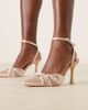 Be Mine Be Mine Bridal Harsha tie leg heeled pumps with pearls in blush satin-pink - 1