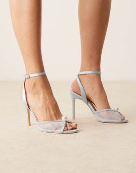 Be Mine Be Mine Bridal Kyree heeled sandals with pearl in blue satin