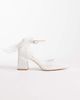 Be Mine Be Mine Bridal Reema block heeled shoes with bow detailing in ivory lace-White - 1