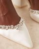 Be Mine Be Mine Bridal Rubinaa embellished block heel shoes in ivory satin-White - 3