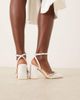 Be Mine Be Mine Bridal Rubinaa embellished block heel shoes in ivory satin-White - 4