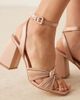 Be Mine Be Mine Bridal Snuggle plisse block heel sandals in champagne-Pink - 3