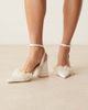 Be Mine Be Mine Bridal Tanika block heeled shoes with faux pearls in ivory satin-White - 1