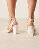 Be Mine Be Mine Bridal Tanika block heeled shoes with faux pearls in ivory satin-White - 3