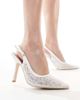 Be Mine Be Mine Bridal Vidha slingback heeled shoes in ivory lace-White - 1