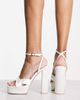 Be Mine Be Mine Margot platform heeled sandals in ivory satin-White - 2