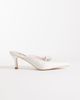 Be Mine Be Mine Sabrina kitten heel mules in ivory lace-White - 1
