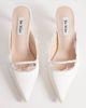 Be Mine Be Mine Sabrina kitten heel mules in ivory lace-White - 2