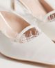 Be Mine Be Mine Sabrina kitten heel mules in ivory lace-White - 4