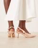 Be Mine Wide Fit Be Mine Wide Fit Almeria slingback heeled pumps with bow detail in satin blush-pink - 3