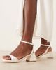 Be Mine Wide Fit Be Mine Wide Fit Bridal Ammie low block heel sandals in ivory satin-White - 1