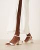 Be Mine Wide Fit Be Mine Wide Fit Bridal Ammie low block heel sandals in ivory satin-White - 4