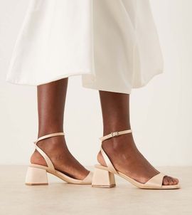 Be Mine Wide Fit Be Mine Wide Fit Bridal Ammie low block heel sandals in rose satin-pink