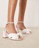 Be Mine Wide Fit Be Mine Wide Fit Bridal Belle mid heel sandals with bow in white - 4