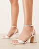 Be Mine Wide Fit Be Mine Wide Fit Bridal Cora block heeled sandals in ivory satin-White - 1
