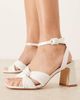 Be Mine Wide Fit Be Mine Wide Fit Bridal Divaa plisse block heeled sandals in ivory satin-White - 1