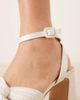 Be Mine Wide Fit Be Mine Wide Fit Bridal Divaa plisse block heeled sandals in ivory satin-White - 3