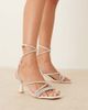 Be Mine Wide Fit Be Mine Wide Fit Bridal Easha kitten heel sandals with embellished straps in ivory-White - 1