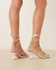 Be Mine Wide Fit Be Mine Wide Fit Bridal Easha kitten heel sandals with embellished straps in ivory-White - 2
