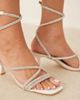 Be Mine Wide Fit Be Mine Wide Fit Bridal Easha kitten heel sandals with embellished straps in ivory-White - 3