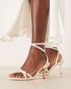 Be Mine Wide Fit Be Mine Wide Fit Bridal Honora heeled sandals with bows in ivory satin-White - 1