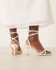 Be Mine Wide Fit Be Mine Wide Fit Bridal Honora heeled sandals with bows in ivory satin-White - 3