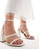 Be Mine Wide Fit Be Mine Wide Fit Bridal Stella pearl embellished block heel sandals in ivory-White - 4