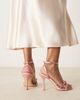 Be Mine Wide Fit Be Mine wide fit Sharly heeled sandals with bow detail in satin blush-pink - 3