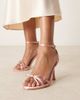 Be Mine Wide Fit Be Mine wide fit Sharly heeled sandals with bow detail in satin blush-pink - 4