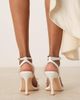 Be Mine Wide Fit Be Mine wide fit Sharly heeled sandals with bow detail in satin ivory-White - 2