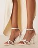 Be Mine Wide Fit Be Mine wide fit Sharly heeled sandals with bow detail in satin ivory-White - 4