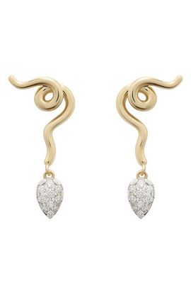 Bea Bongiasca Bea Bongiasca Pavé Diamond Vine Drop Earrings