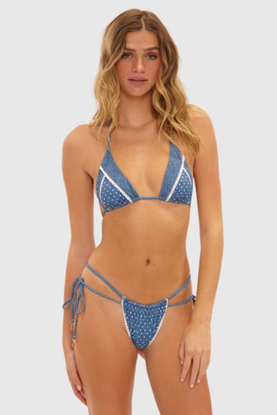 Beach Bunny Swimwear Beach Bunny Swimwear Beach Bunny Chiara Tango Bikini Bottom in Denim, Women's at Urban Outfitters