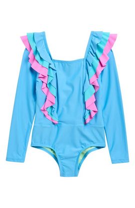 Beach Lingo Beach Lingo Kids' Ruffle Long Sleeve One-Piece Rashguard Swimsuit