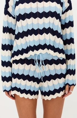 Beach Riot Beach Riot Balboa Chevron Stripe Pointelle Cover-Up Shorts