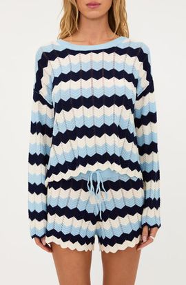 Beach Riot Beach Riot Beach Stripe Pointelle Cover-Up Sweater
