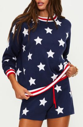 Beach Riot Beach Riot Cal Stars & Stripes Cotton Cover-Up Sweatshirt