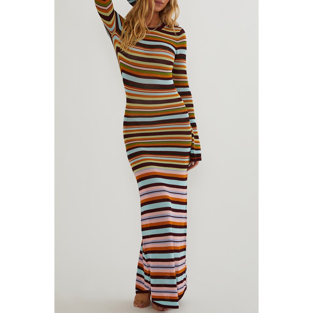 Beach Riot Beach Riot Joie Striped Long Sleeve Maxi Cover-Up Dress