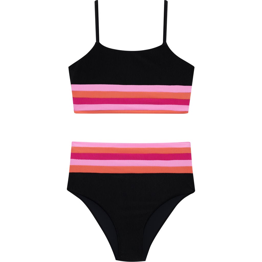 Beach Riot Beach Riot Kids' Little Mae & Millie Rib Two-Piece Swimsuit